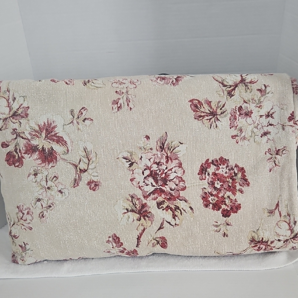 Eddie Bauer Home Vintage Cream Red Pink Floral Cotton Queen Duvet Cover